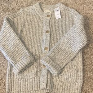 Abercrombie & Fitch Neutral Heathered Knit Cardigan with Gold Buttons